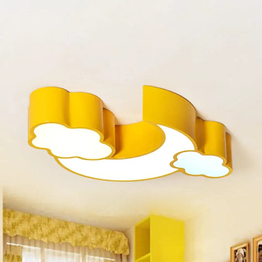 Modern Moon And Cloud Ceiling Light: Stylish Metal Acrylic Lamp For Kitchen Yellow