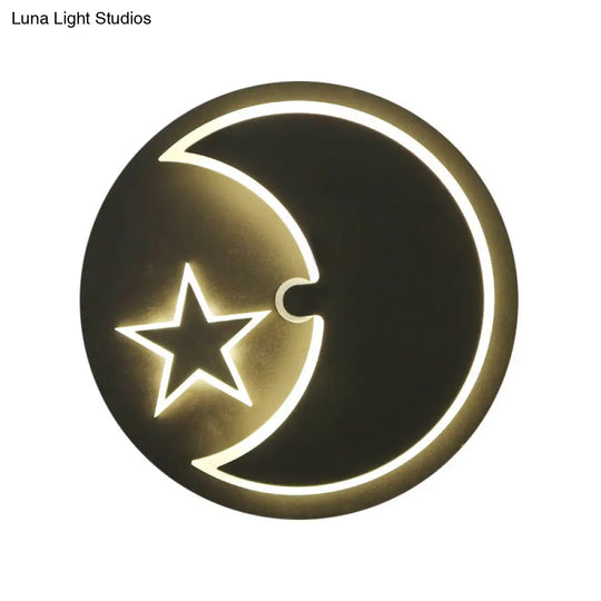 Modern Moon & Star Led Wall Sconce For Romantic Study Room Lighting