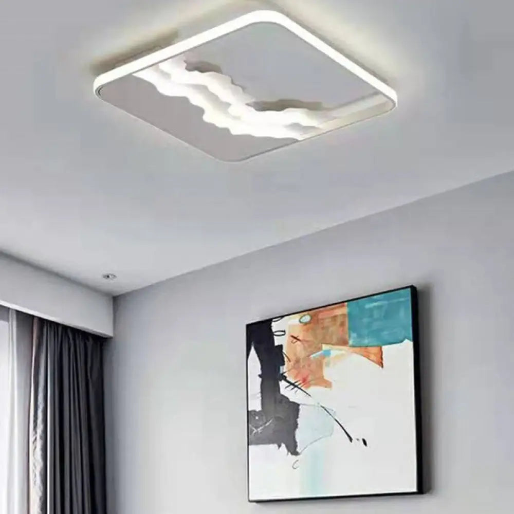 Modern Mountain Led Flush Mount Ceiling Light White / Square