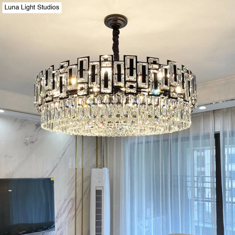 Modern K9 Crystal Pendant Chandelier - Multi-Layer Round Design For Living Room