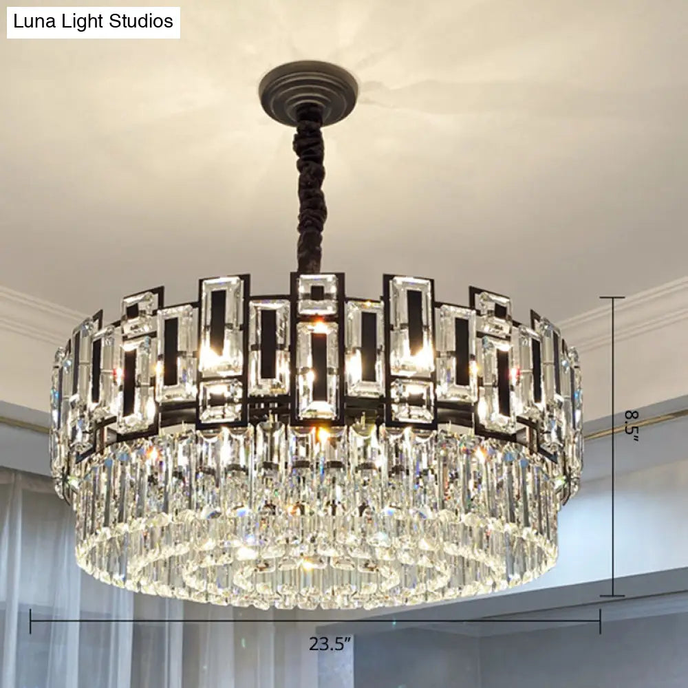 Modern K9 Crystal Pendant Chandelier - Multi-Layer Round Design For Living Room