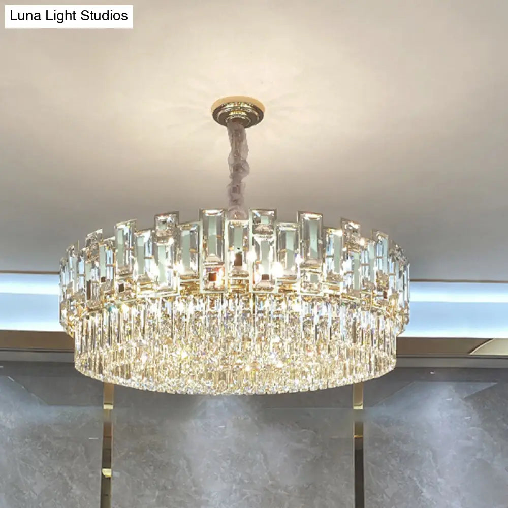 Modern K9 Crystal Pendant Chandelier - Multi-Layer Round Design For Living Room Gold / 23.5