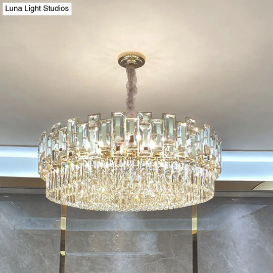 Modern K9 Crystal Pendant Chandelier - Multi-Layer Round Design For Living Room Gold / 19.5