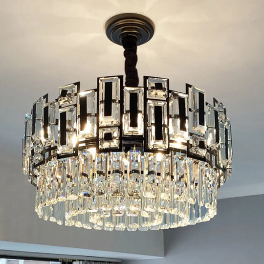 Modern Multi-Layer Crystal Chandelier Pendant For Living Room Black / 19.5’