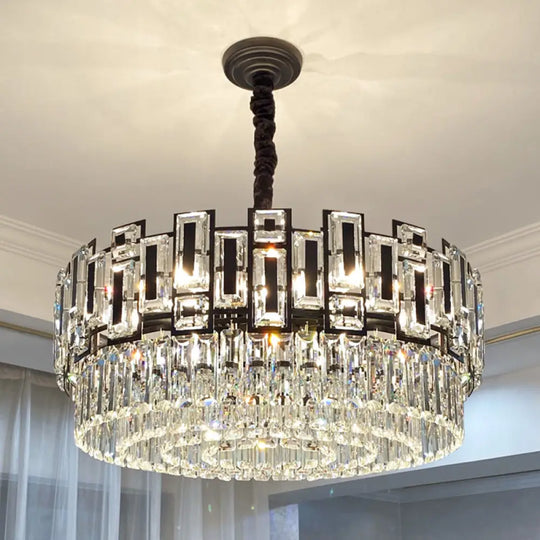 Modern Multi-Layer Crystal Chandelier Pendant For Living Room Black / 23.5’