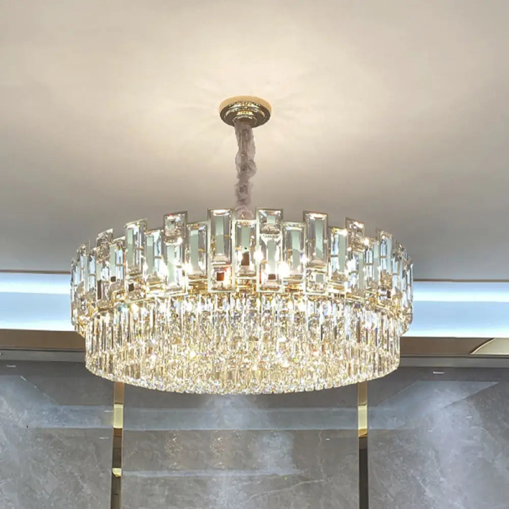Modern Multi-Layer Crystal Chandelier Pendant For Living Room Gold / 19.5’