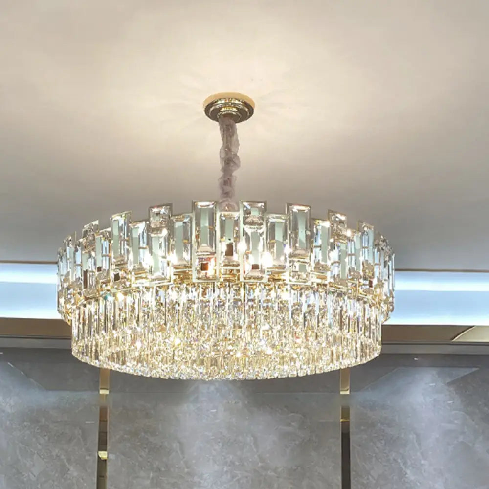 Modern Multi-Layer Crystal Chandelier Pendant For Living Room Gold / 23.5’