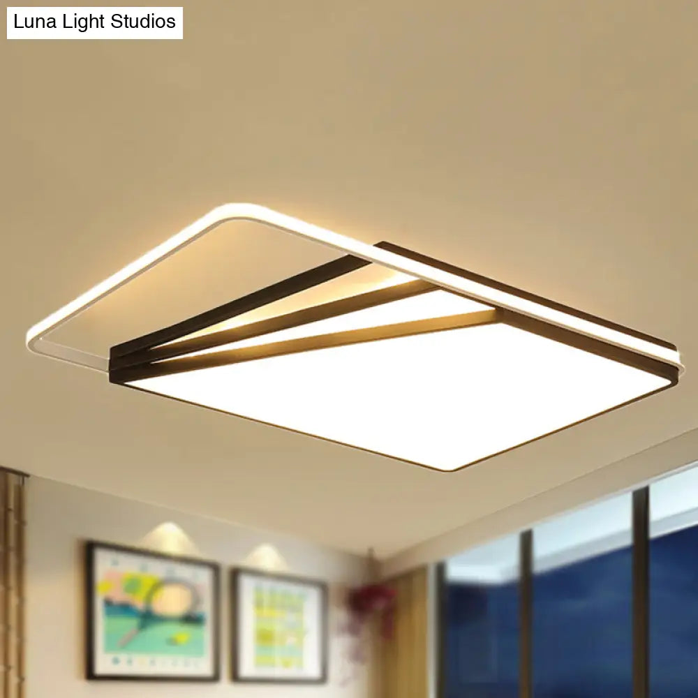 Modern Multi - Layer Flush Mount Ceiling Light - Metal Led Wide 18’/23.5’/35.5’ Black Bedroom