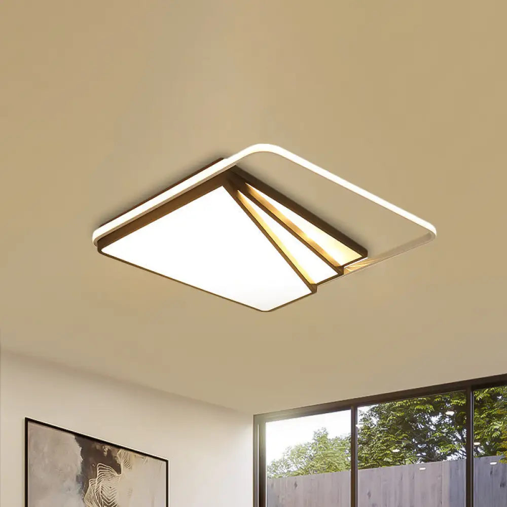 Modern Multi - Layer Flush Mount Ceiling Light - Metal Led Wide 18’/23.5’/35.5’ Black Bedroom