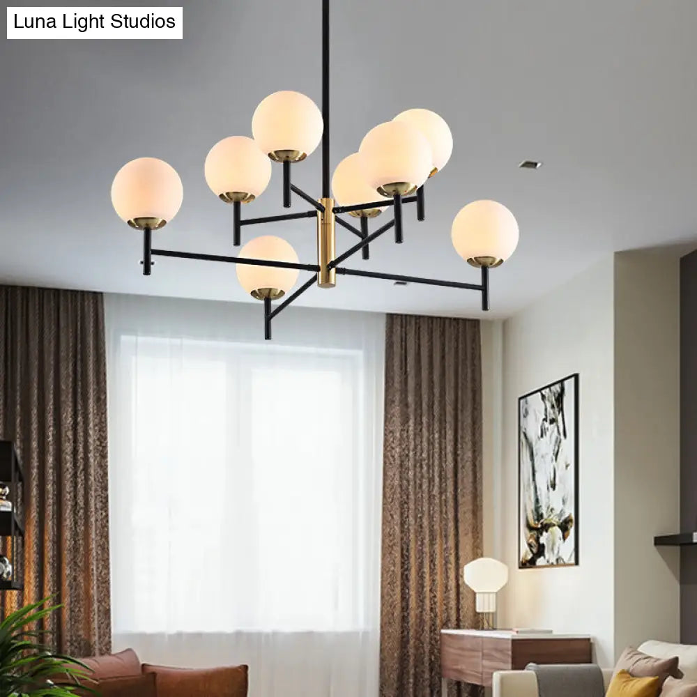 Modern Multi-Layer Radial Ceiling Chandelier With 6/8 Lights - Blue Amber And Smoke Gray Glass Ideal