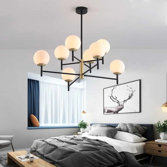 Modern Multi-Layer Radial Ceiling Chandelier With 6/8 Lights - Blue Amber And Smoke Gray Glass Ideal