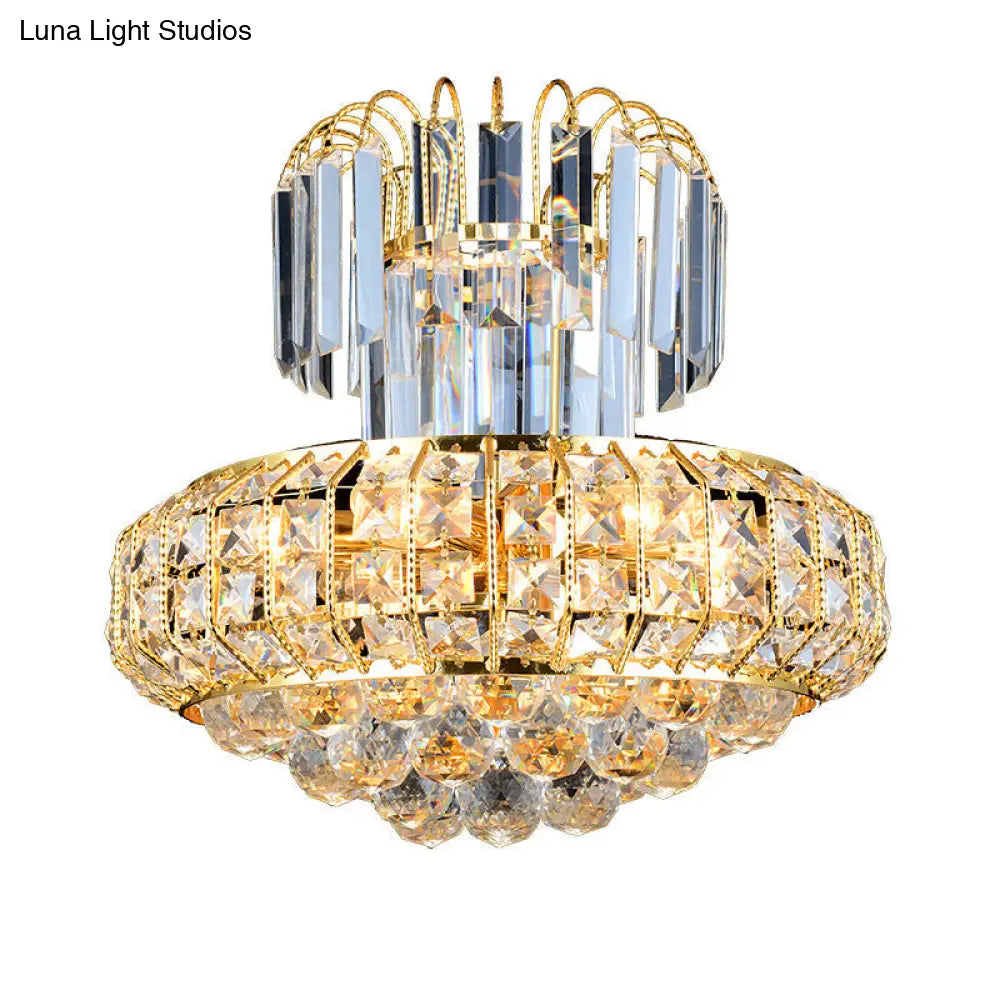 Modern Mushroom Chandelier - Faceted Crystal Gold Finish 6-Light Ceiling Light For Lobby Bar