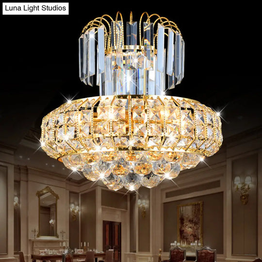 Modern Mushroom Chandelier - Faceted Crystal Gold Finish 6-Light Ceiling Light For Lobby Bar