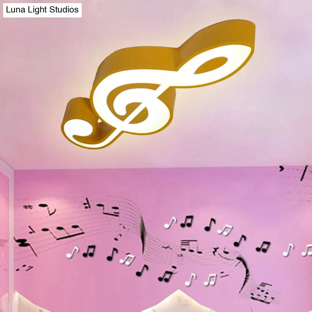 Modern Musical Note Flush Ceiling Light For Bedroom - Acrylic Lamp