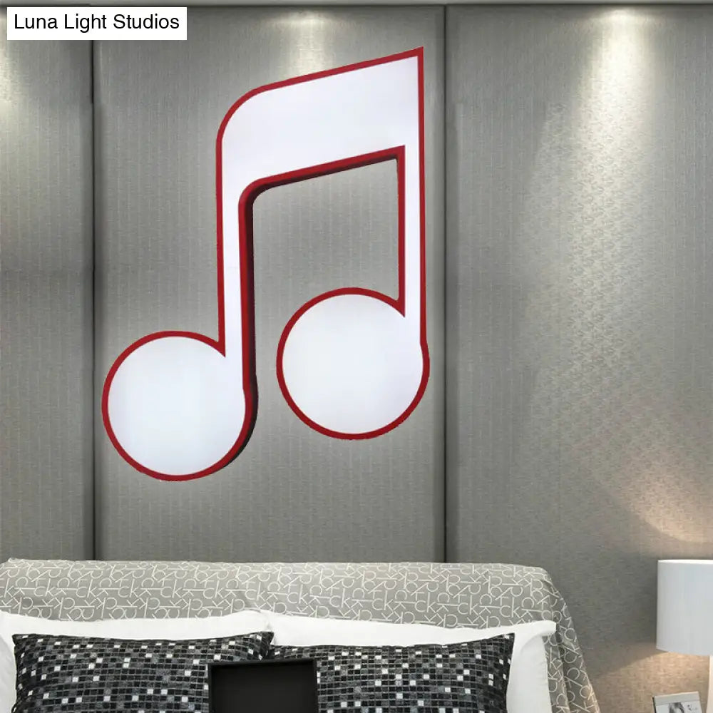 Modern Musical Note Flush Ceiling Light For Bedroom - Acrylic Lamp