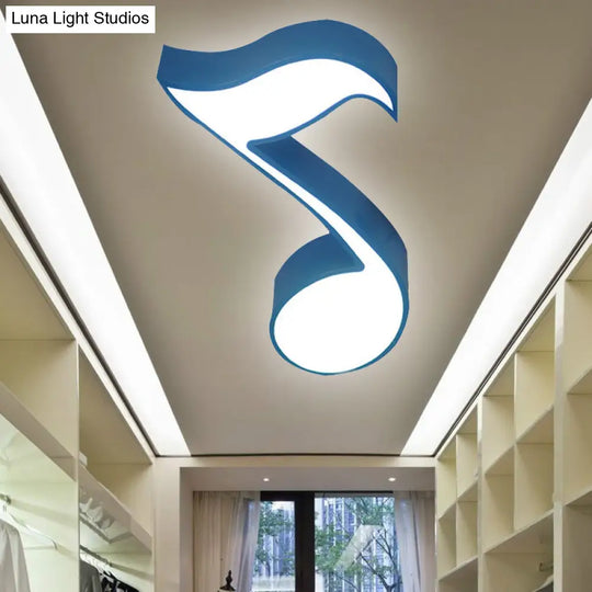 Modern Musical Note Flush Ceiling Light For Bedroom - Acrylic Lamp