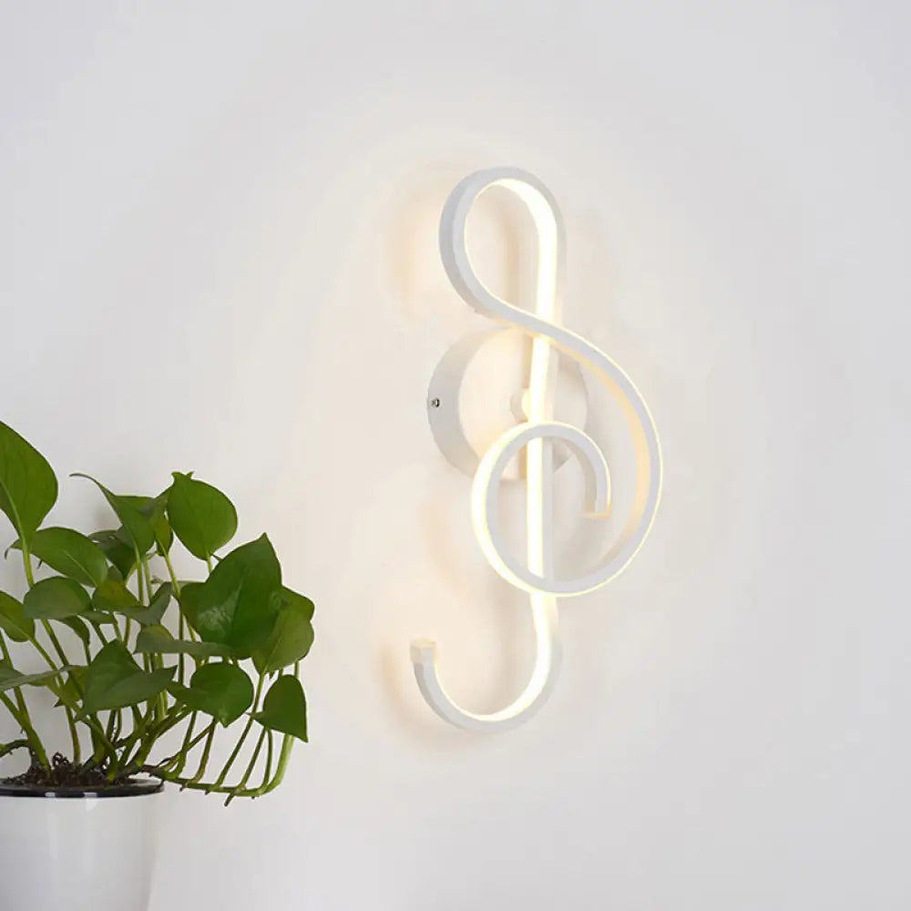 Modern Musical Note Sconce Wall Lamp For Adult Bedrooms - Creative Black/White Metal Design White /