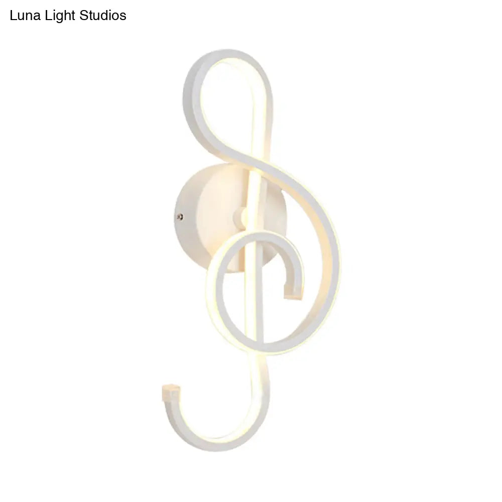 Modern Musical Note Sconce Wall Lamp For Adult Bedrooms - Creative Black/White Metal Design