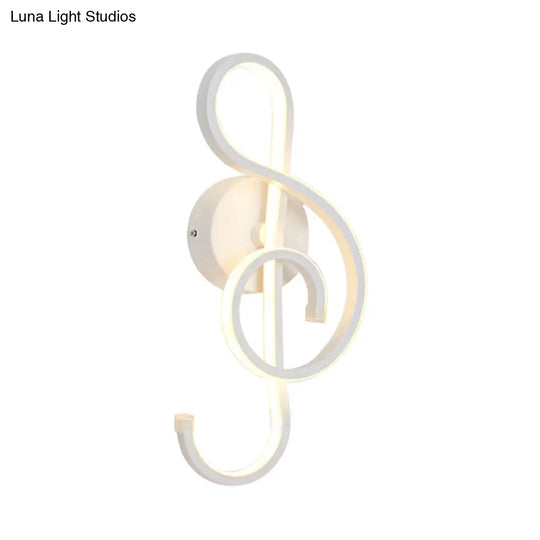 Modern Musical Note Sconce Wall Lamp For Adult Bedrooms - Creative Black/White Metal Design