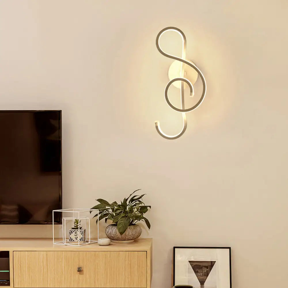 Modern Musical Note Sconce Wall Lamp For Adult Bedrooms - Creative Black/White Metal Design White /