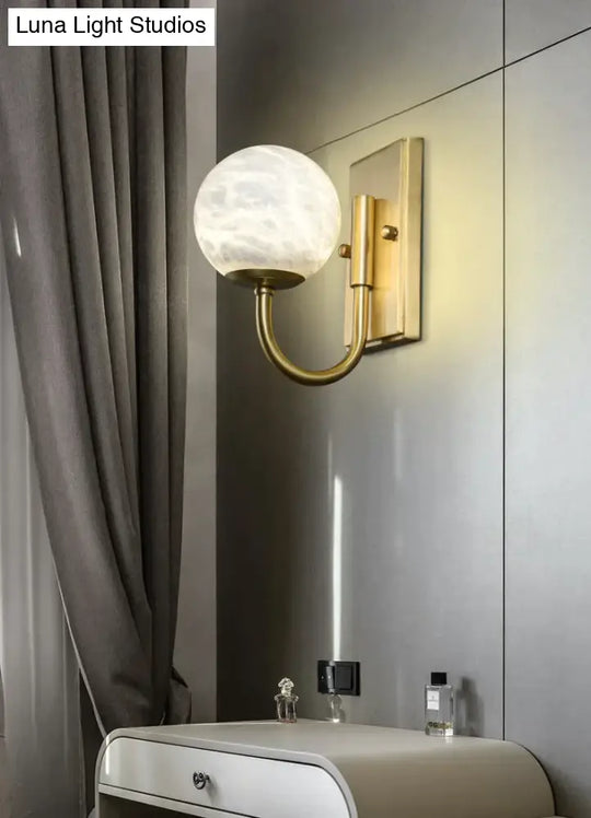 Modern Natural Marble Living Room Copper Wall Lamp Lamps