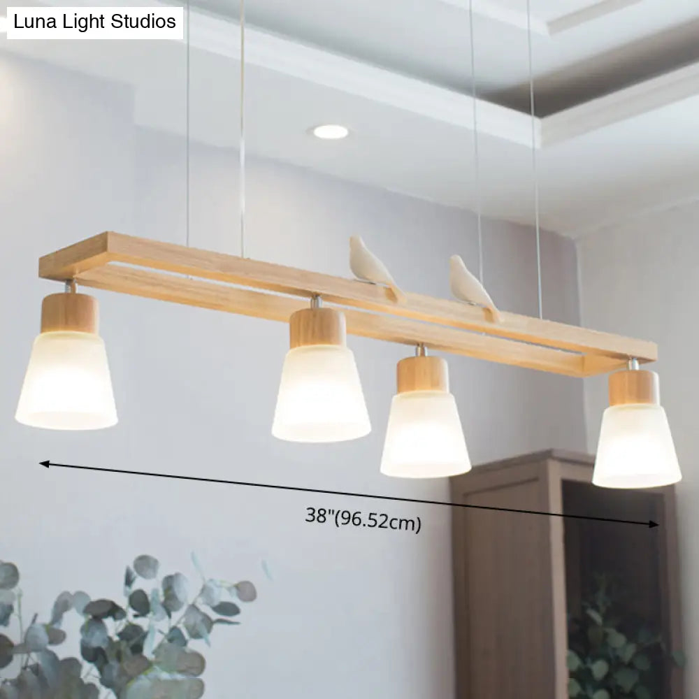 Modern Natural Wood Rectangle Island Pendant Light