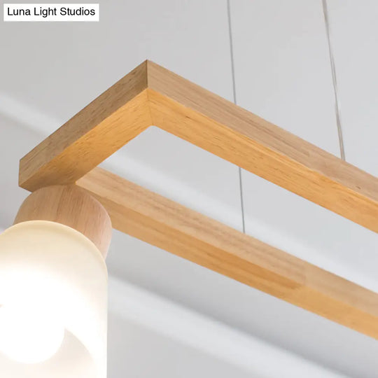 Modern Natural Wood Rectangle Island Pendant Light