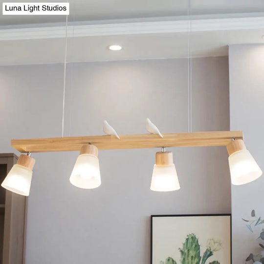 Modern Natural Wood Rectangle Island Pendant Light