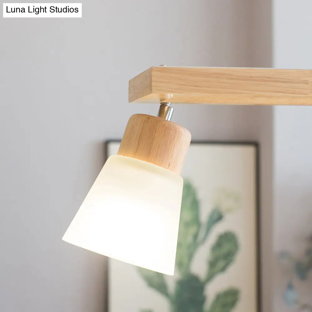 Modern Natural Wood Rectangle Island Pendant Light