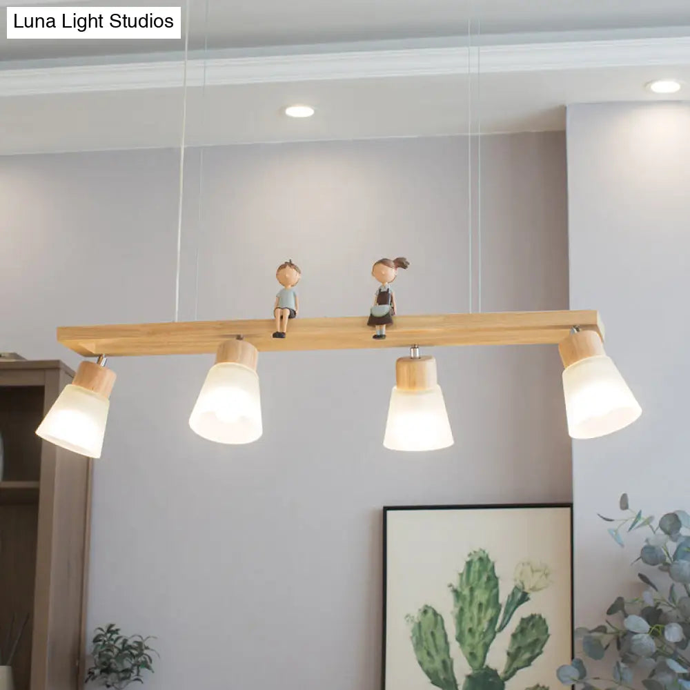 Modern Natural Wood Rectangle Island Pendant Light