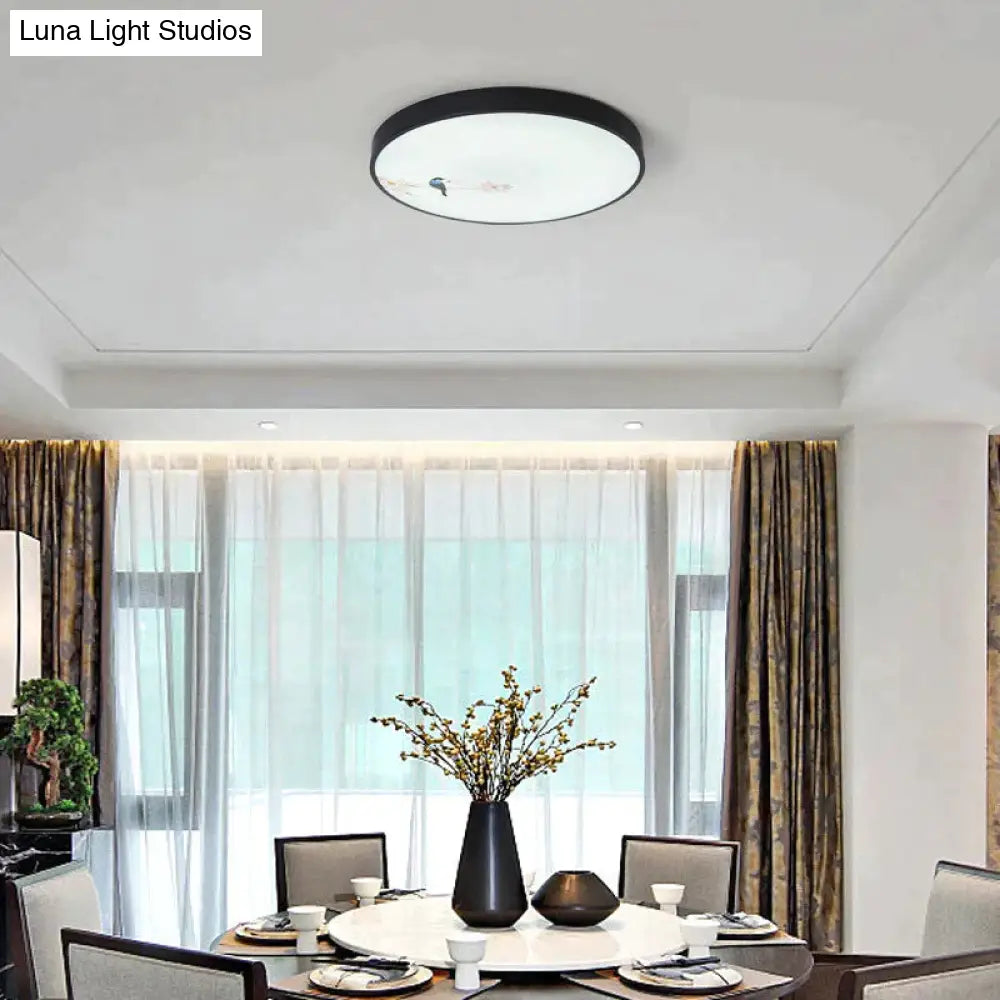 Modern New Flower Bird Round Bedroom Ceiling Lamp