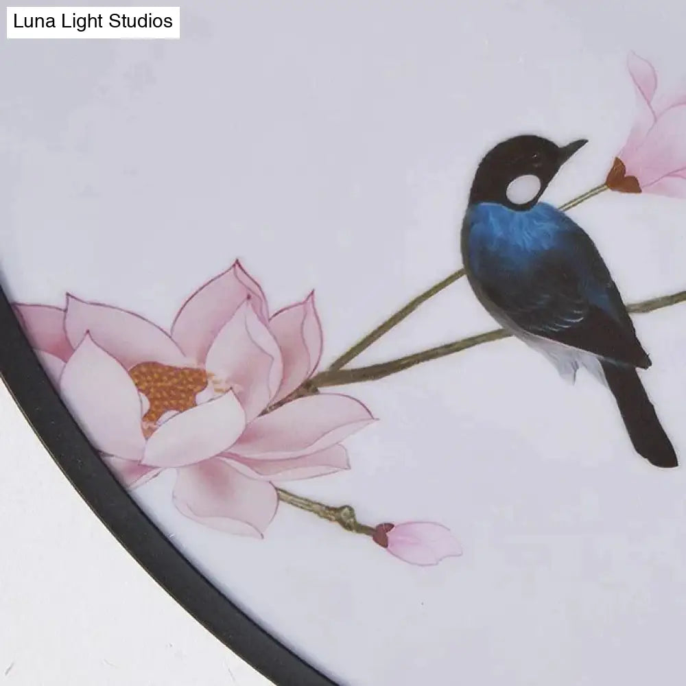 Modern New Flower Bird Round Bedroom Ceiling Lamp