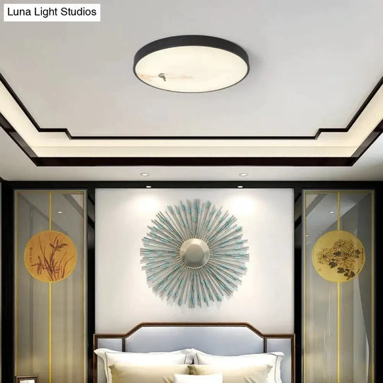 Modern New Flower Bird Round Bedroom Ceiling Lamp