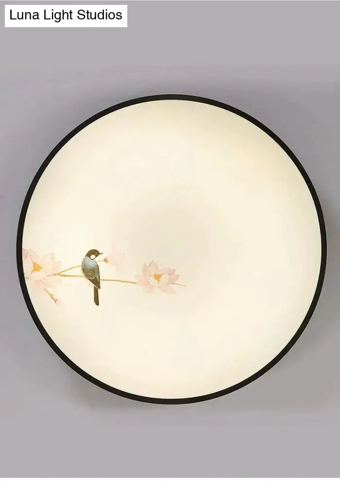 Modern New Flower Bird Round Bedroom Ceiling Lamp