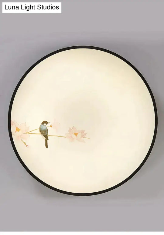 Modern New Flower Bird Round Bedroom Ceiling Lamp