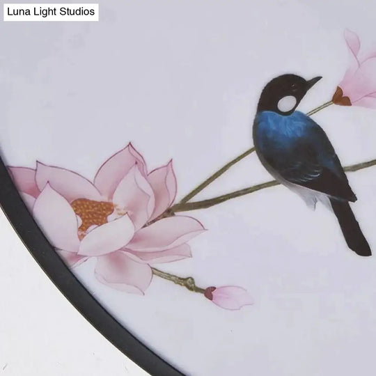 Modern New Flower Bird Round Bedroom Ceiling Lamp