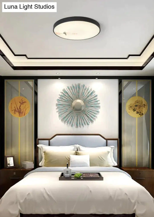 Modern New Flower Bird Round Bedroom Ceiling Lamp