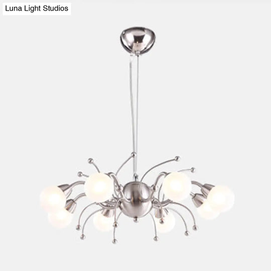 Modern Nickel Led Dining Room Chandelier With Globe White Glass Shade - 6/8 Lights Hanging Ceiling