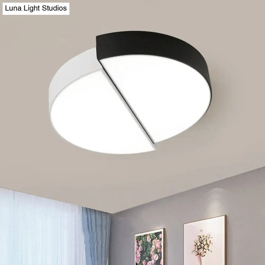 Modern Nordic 2 - Semicircular Ceiling Light - Integrated Led Flush Mount In Black & White Acrylic