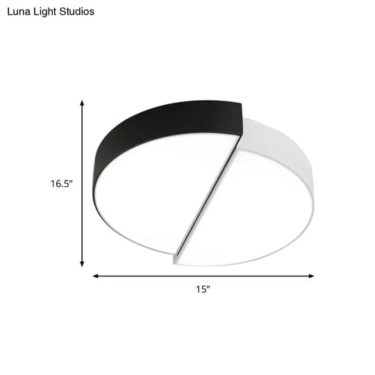 Modern Nordic 2-Semicircular Ceiling Light - Integrated Led Flush Mount In Black & White Acrylic