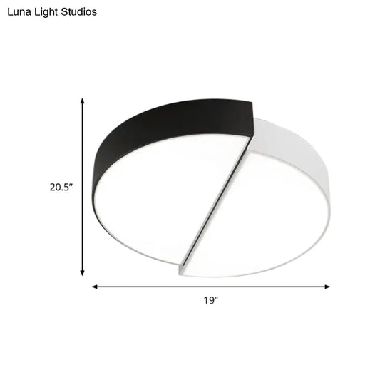 Modern Nordic 2 - Semicircular Ceiling Light - Integrated Led Flush Mount In Black & White Acrylic
