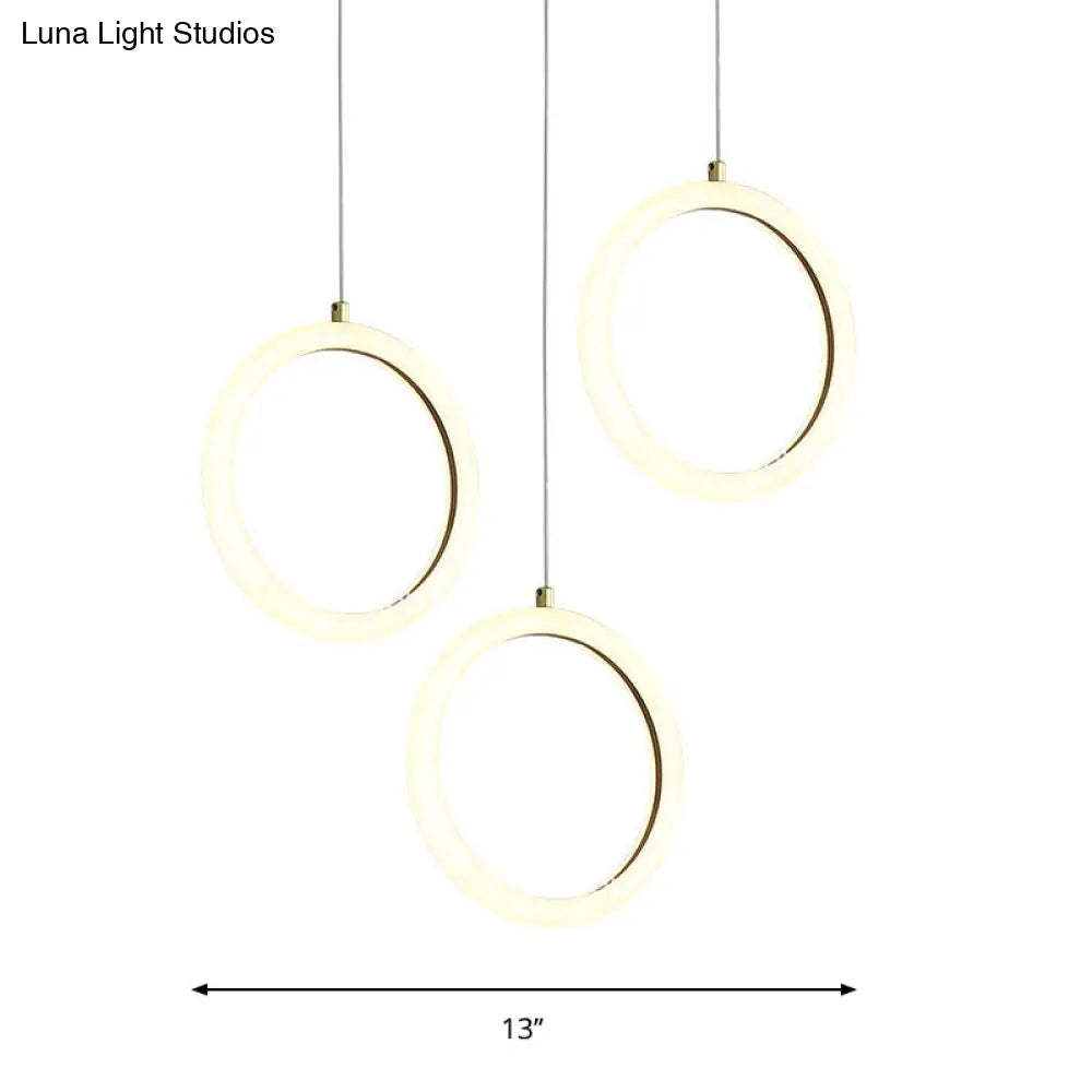 Nordic Acrylic Chandelier - Circular 1/3 Lights Gold Hanging Light Kit For Restaurants