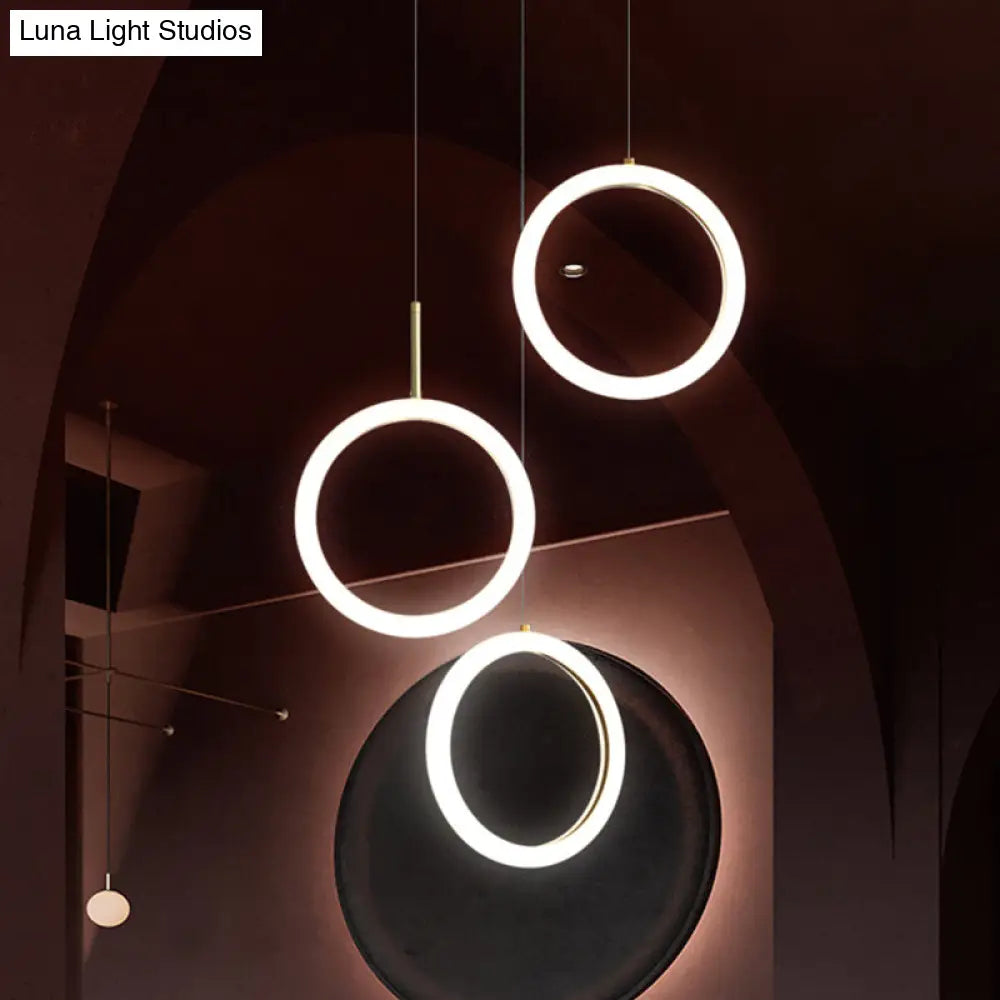 Nordic Acrylic Chandelier - Circular 1/3 Lights Gold Hanging Light Kit For Restaurants