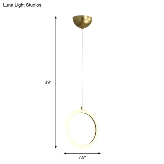 Nordic Acrylic Chandelier - Circular 1/3 Lights Gold Hanging Light Kit For Restaurants