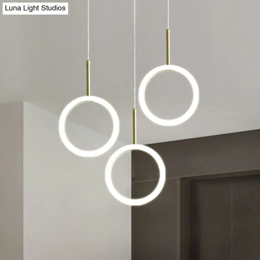 Nordic Acrylic Chandelier - Circular 1/3 Lights Gold Hanging Light Kit For Restaurants