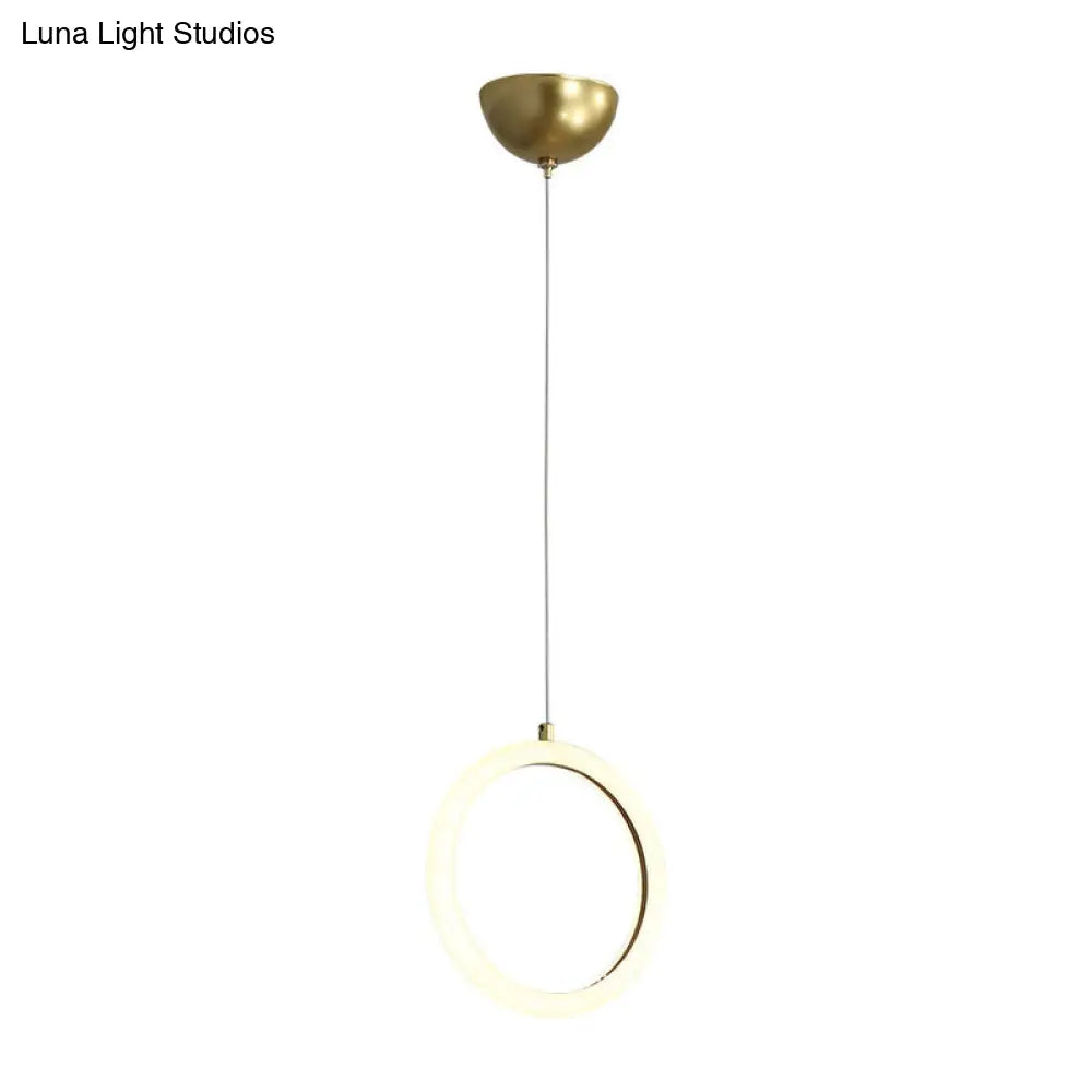 Nordic Acrylic Chandelier - Circular 1/3 Lights Gold Hanging Light Kit For Restaurants