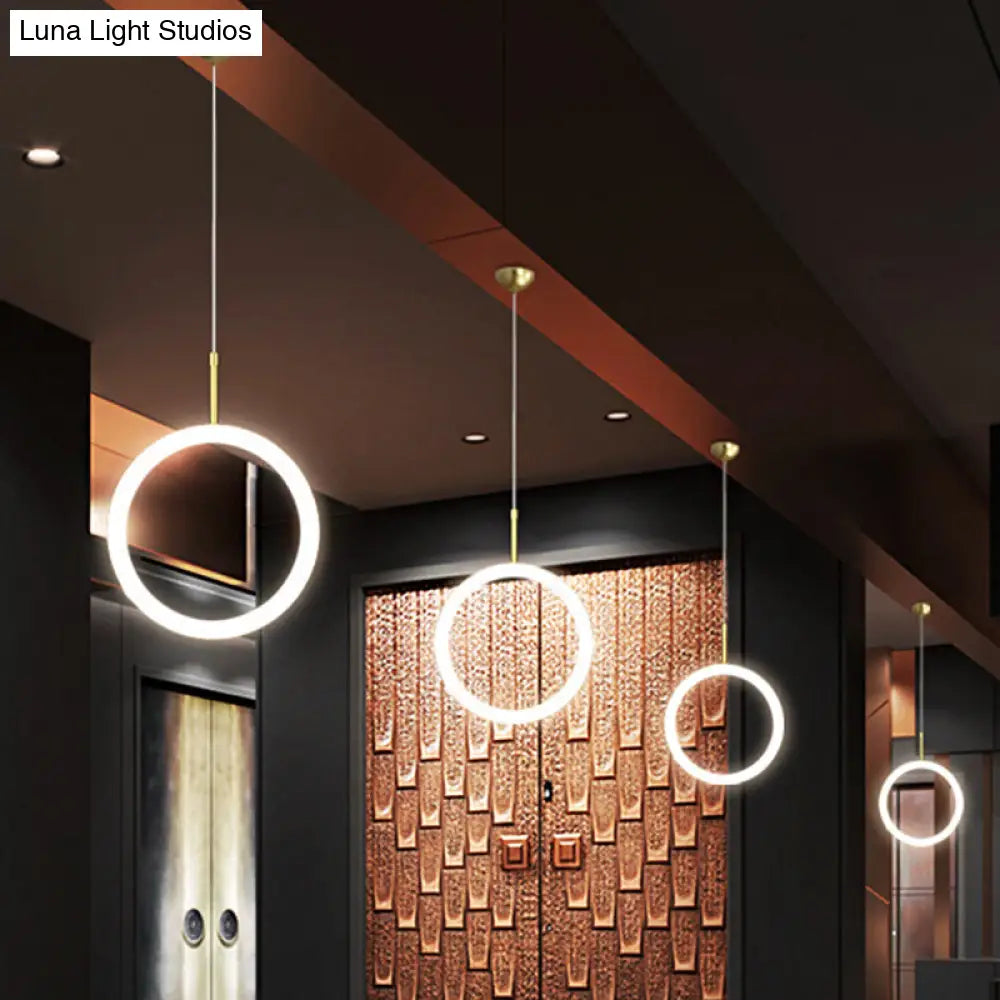 Nordic Acrylic Chandelier - Circular 1/3 Lights Gold Hanging Light Kit For Restaurants