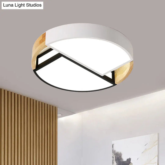 Modern Nordic Acrylic Flushmount Led Ceiling Light In White-Black For Bedroom 16/19.5 Wide