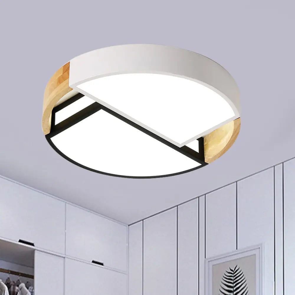 Modern Nordic Acrylic Flushmount Led Ceiling Light In White - Black For Bedroom 16’/19.5’ Wide