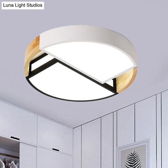 Modern Nordic Acrylic Flushmount Led Ceiling Light In White-Black For Bedroom 16/19.5 Wide